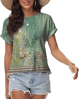 Damen T-Shirt Rundhalsausschnitt Oberteile Sommer 